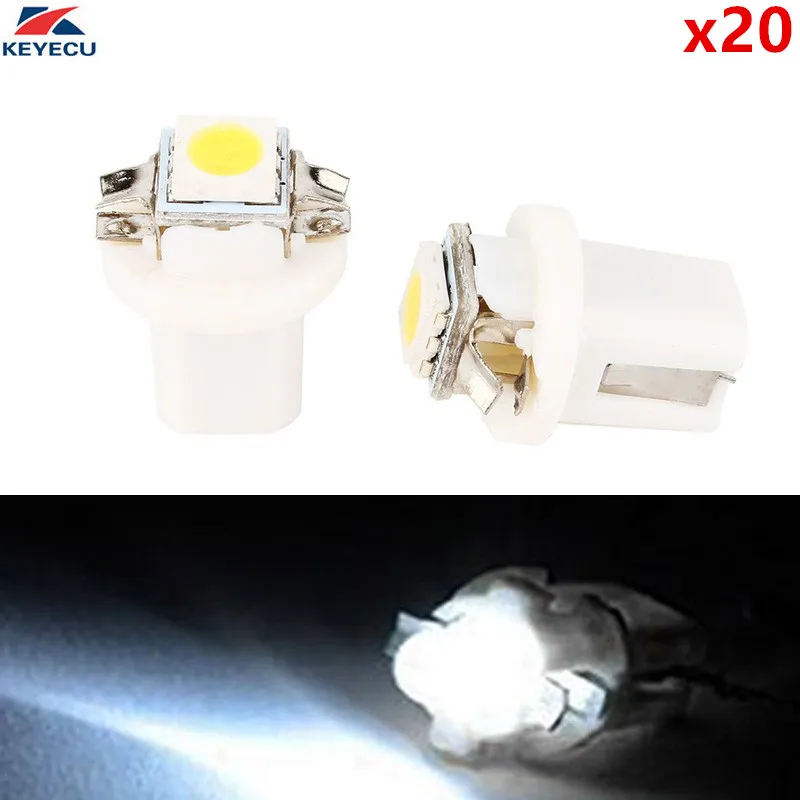 KEYECU 20 PCS White T5 B8.5D 5050 1SMD Car LED Instrument Panel Indicator Light Interior Gauge Cluster Bulb | Автомобили и