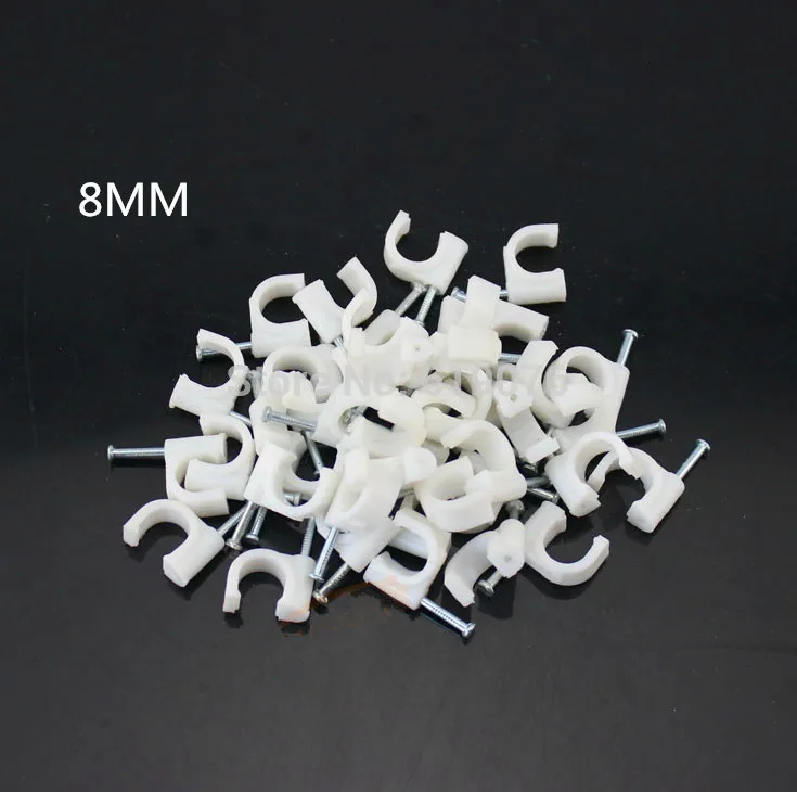 FREE SHIPPING 100 PCS 8MM Circle Cable Wire Wall Hanging Screw Clips