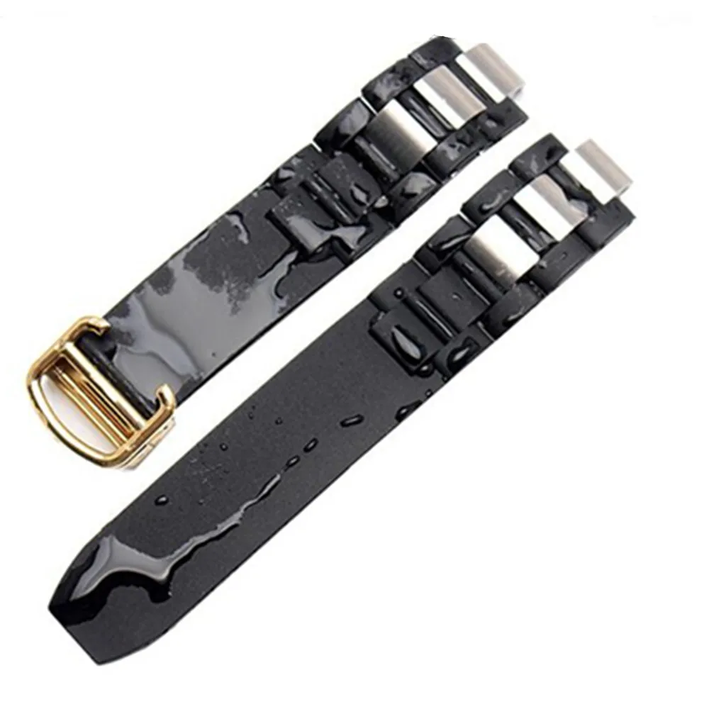 20mm * 10mm(lug) Rubber Strap Watch Band 21 Chronoscaph & Autoscaph Stainless Steel End Links Deployment Watch Buckle Clasp
