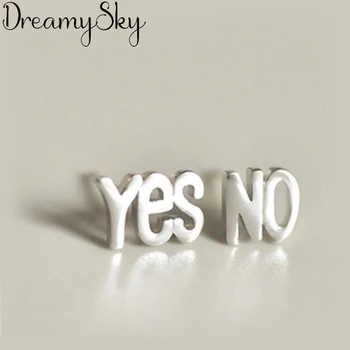 

DreamySky Real Silver Color YES NO Earrings For Women Letter Earrings Girls Gift Brincos