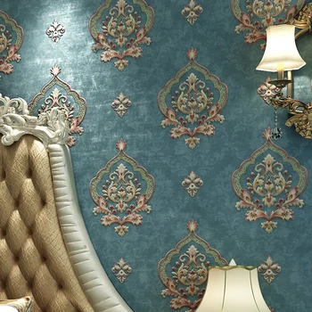 

Modern Retro European Style Damask Non-woven Wallpaper 3D Embossed Wall Paper Rolls Bedroom Living Room Sofa TV Background Decor