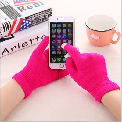 Winter Touch Screen Gloves Women Men Warm Stretch Knit Mittens Imitation Wool Full Finger Guantes Female Crochet Luvas Thicken 