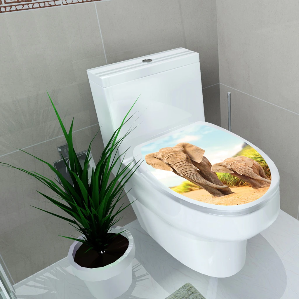 Toilet Seat Cover Decal Adhesive Bathroom Toilet Seat Lid Sticker Mural for Home Hotel Bathroom Decoration