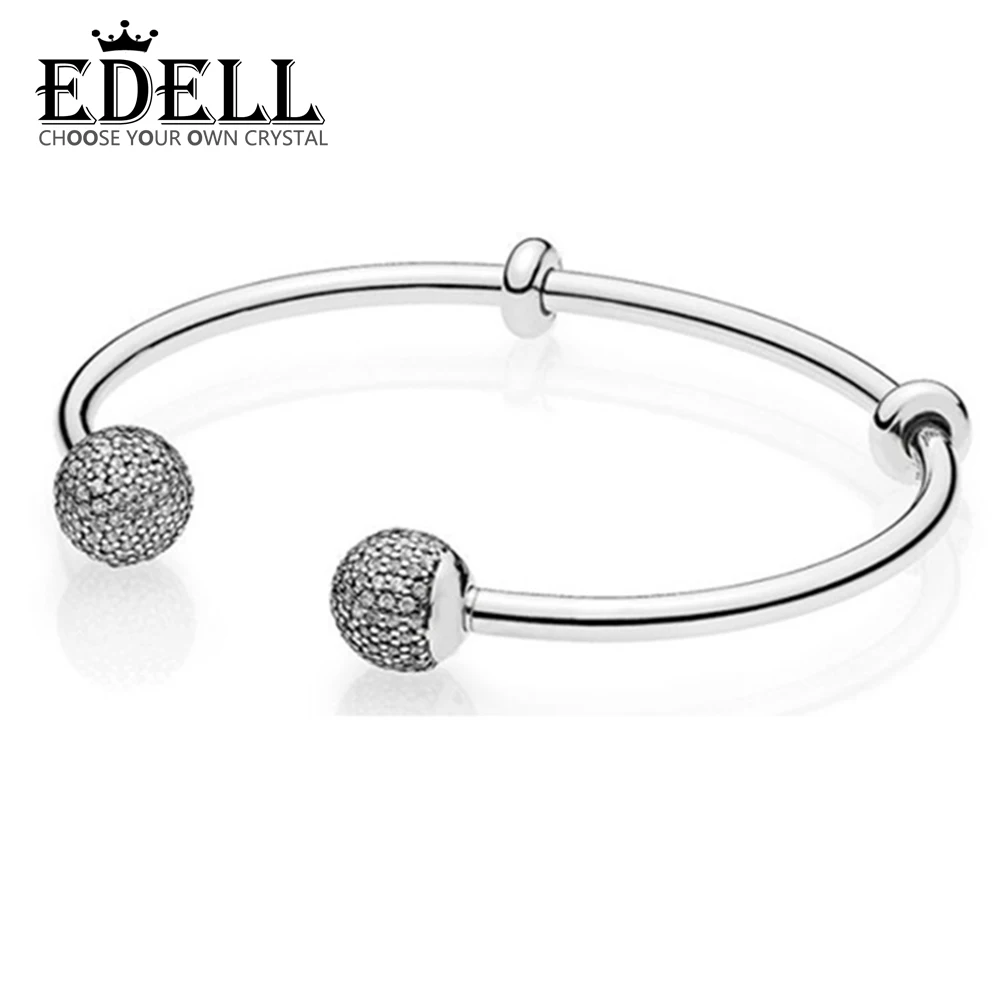 

EDELL The Latest MOMENTS 925 Sterling Silver Double-Headed Beads Pattern Bangle DIY A Bracelet Charms Birthday Gift