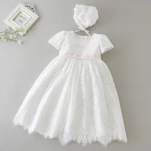 Ivory Princess Gown Baby Girl Christening gowns Floor-length Long Dress for Baby Shower Baptism Dress for Baby Girls new arrival white ivory satin silk lace baby girl christening gowns newborn formal baptism robe long dress with bonnet