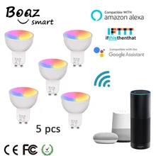 Умный Светодиодный светильник GU10 Google Home Bulb Alexa светодиодный умный лампочка RGBW изменение цвета Wifi прожектор Wifi Tuya Bulb 85-265 в прожектор
