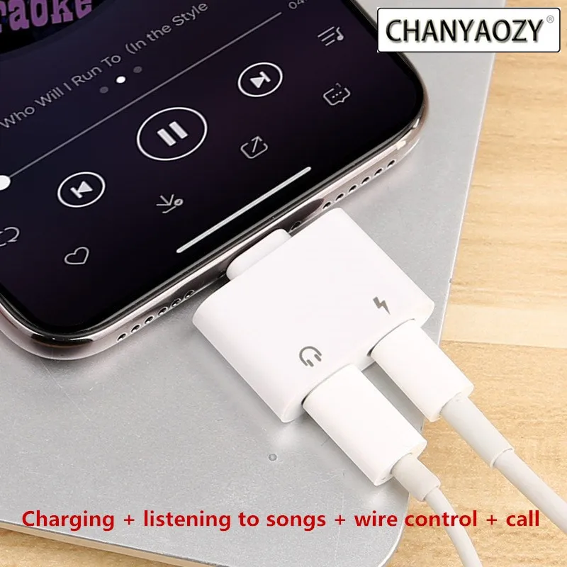 

Double Jack Audio & Charging Adapter for iPhone 6 7 8 Plus X XR XS MAX Charger Adapter Cable for Lightning 3.5MM Audio Splitter