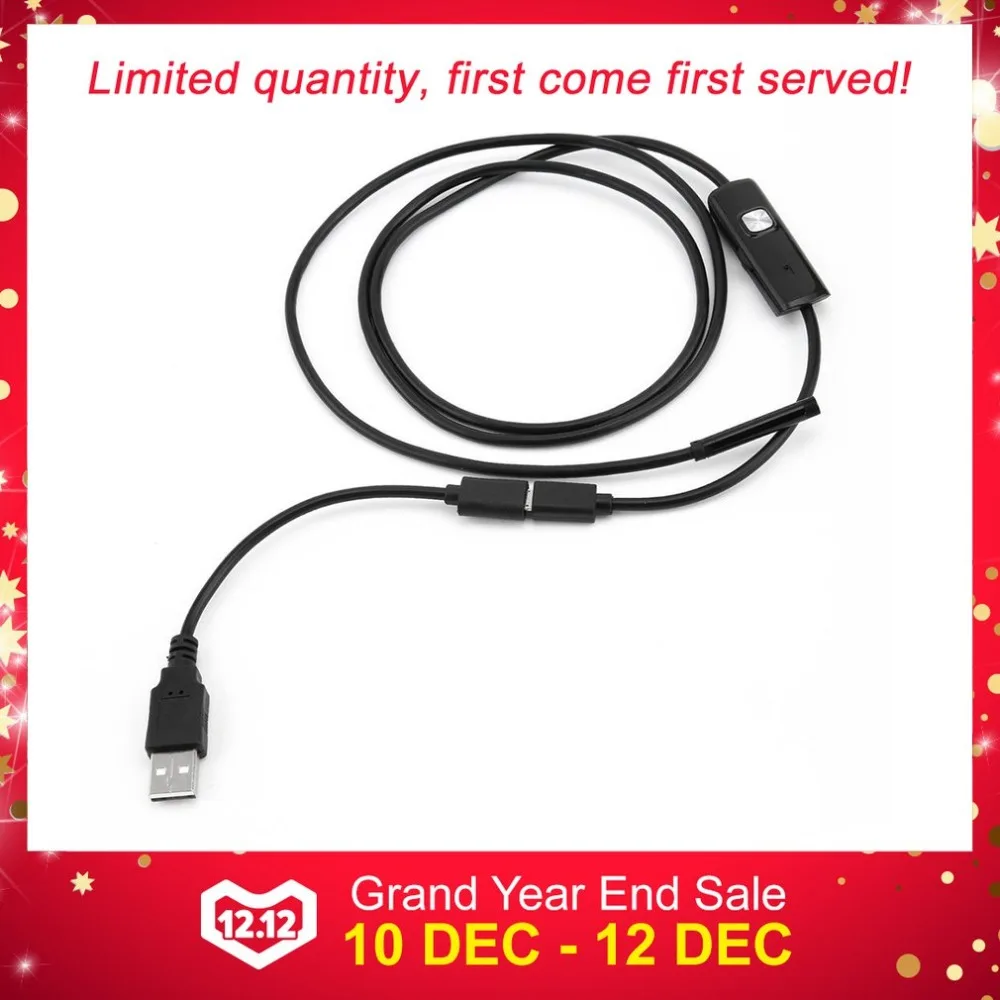 

HD USB Endoscope Camera 5.5mm Endoscope with 6 LED 1/1.5/2/3.5/5M Soft Cable Waterproof Inspection Borescope for Android PC