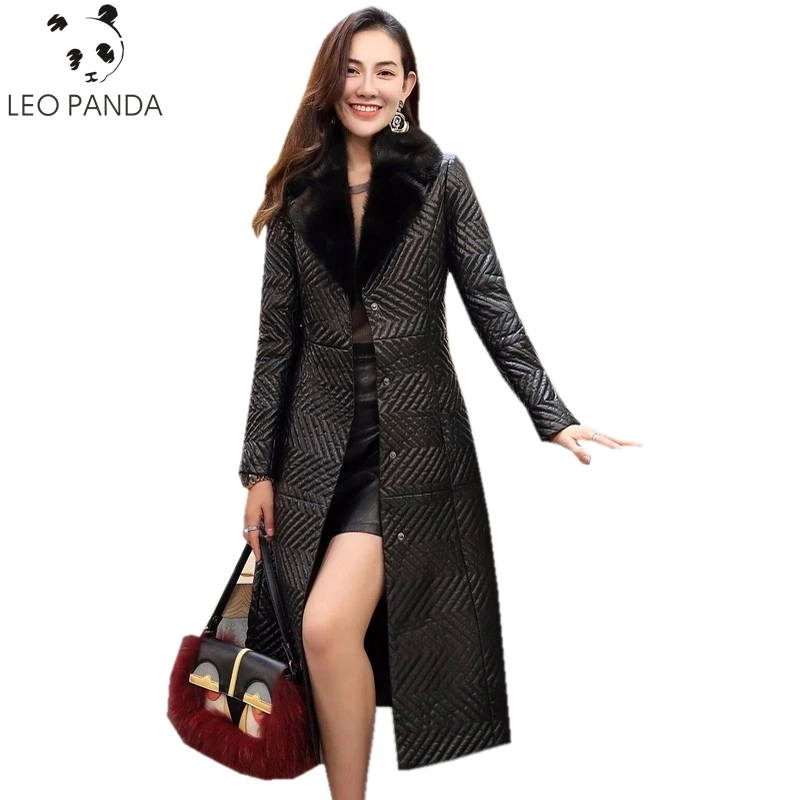 Зимнее женское пальто из натуральной кожи с воротником из натурального меха норки, Женское пальто из натуральной овчины с поясом, роскошное, хорошее качество