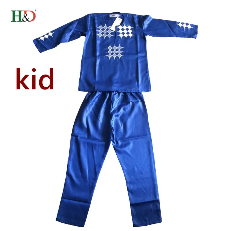 Дети родитель мальчик Африка мужчины Базен riche Дашики одежда африканская мужская одежда топ брюки 2 шт костюмы размера плюс PH2779 - Цвет: kid royal blue