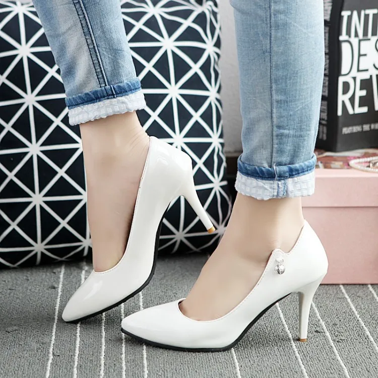 

Big Size 11 12 13 14 15 16 ladies high heels women shoes woman pumps Pearl decorative shallow pointed single shoes