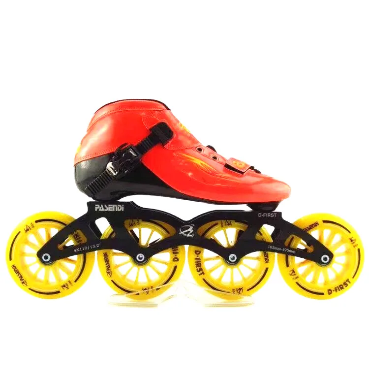 PASENDI Carbon Fibre Speed Skate Shoes Roller Adult Rollerblades for Women and Men Childrens Inline Skates Shoes 4 Wheels Red,Blue