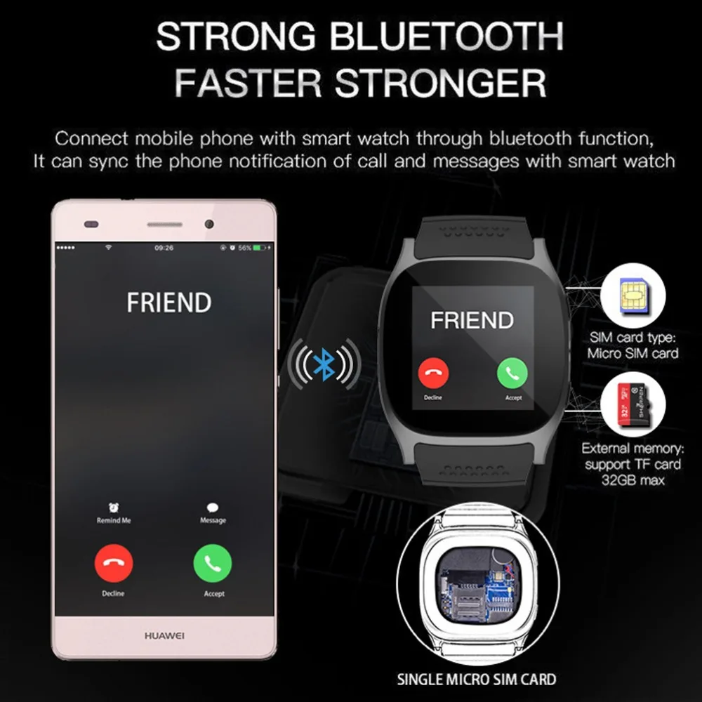 T8 Bluetooth спортивные Смарт-часы с камерой Facebook Whatsapp поддержка SIM TF карты вызова Smartwatch для телефона Android PK Q18 DZ09