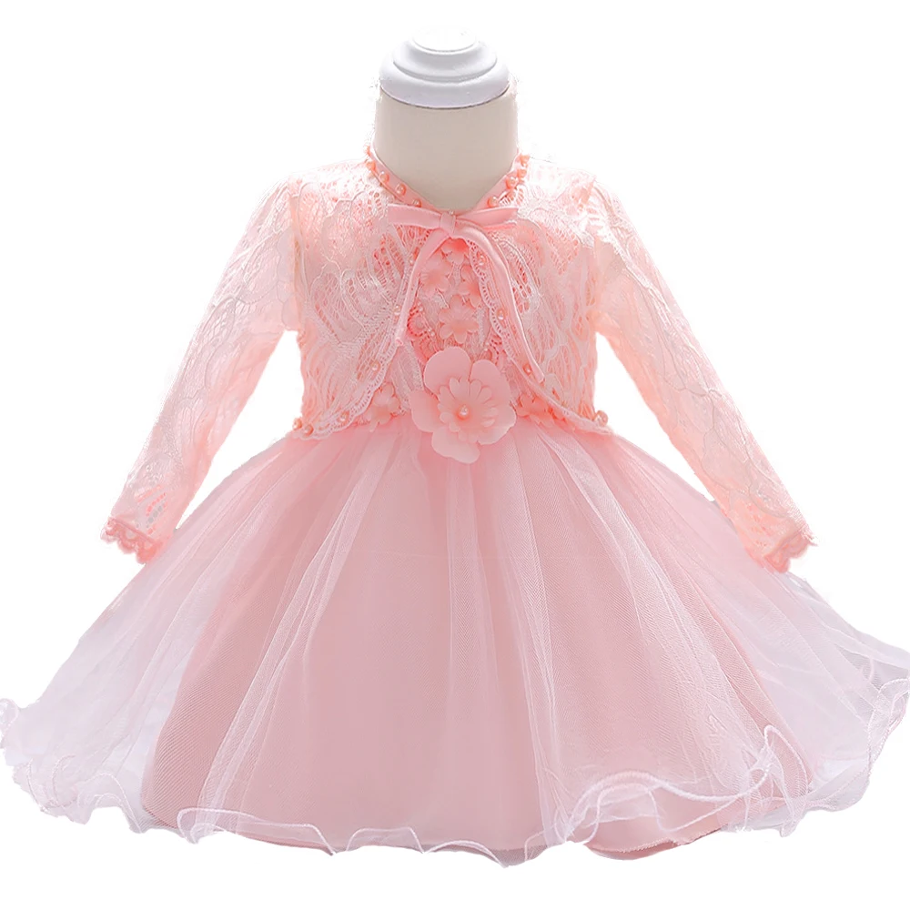 infant clothing pink Lace Baby Girl Dress 0 12M 1 Years Baby Girls
