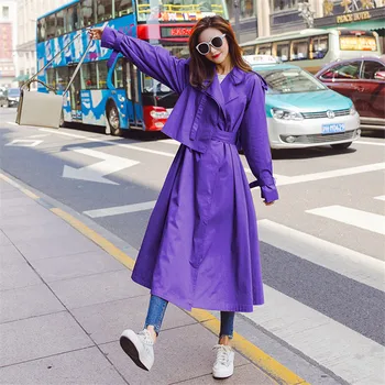 

Loose windbreaker female long section Korean version of the spring 2019 new fashion was thin over the knee thin section coat 130