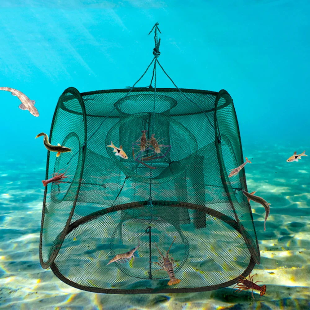 New Promotion 53 * 53cm 5 Hole Square Fishing Net Shrimp Cage Nylon