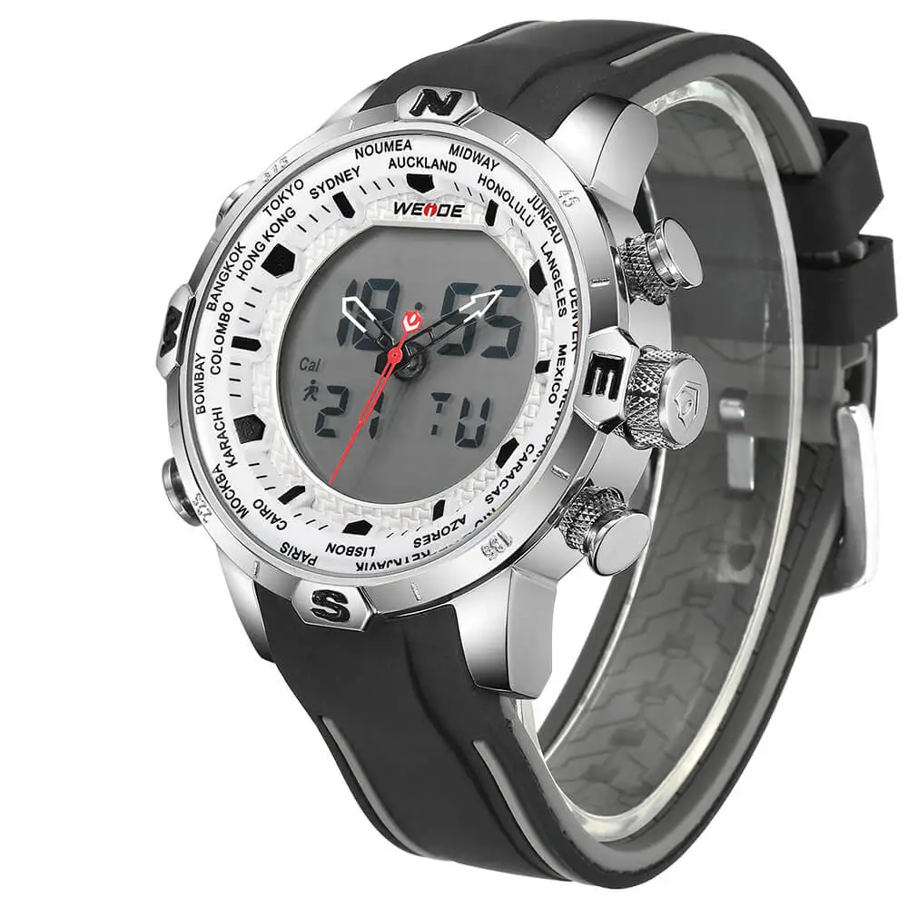 WEIDE Genuine LCD digital waterproof men's watch Quartz men watches luxury brand clock saat fitness bracelet Analog White 6310