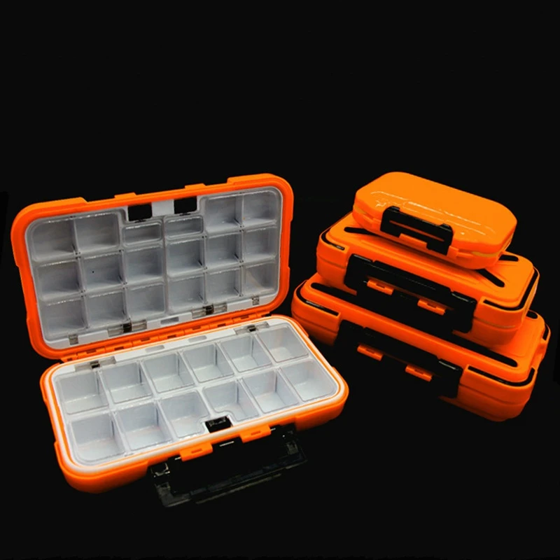 

High Quality Double Layer Plastic Waterproof Big Fishing Tackle Storage Boxes Compartments Fly Fishing Boxs S/M/L Orange