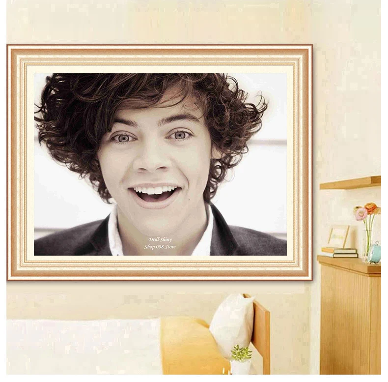 HBGLX Cuadro de diamantes para adultos Harry Styles Singer 5D Diy Kit de bordado redondo de cristal diamante decoraci/ón del hogar 40x50cm