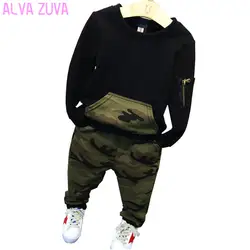 Альва ZUVA 2018 Весна для маленьких мальчиков Комплекты одежды для девочек детские камуфляжные футболки и штаны спортивный костюм детская
