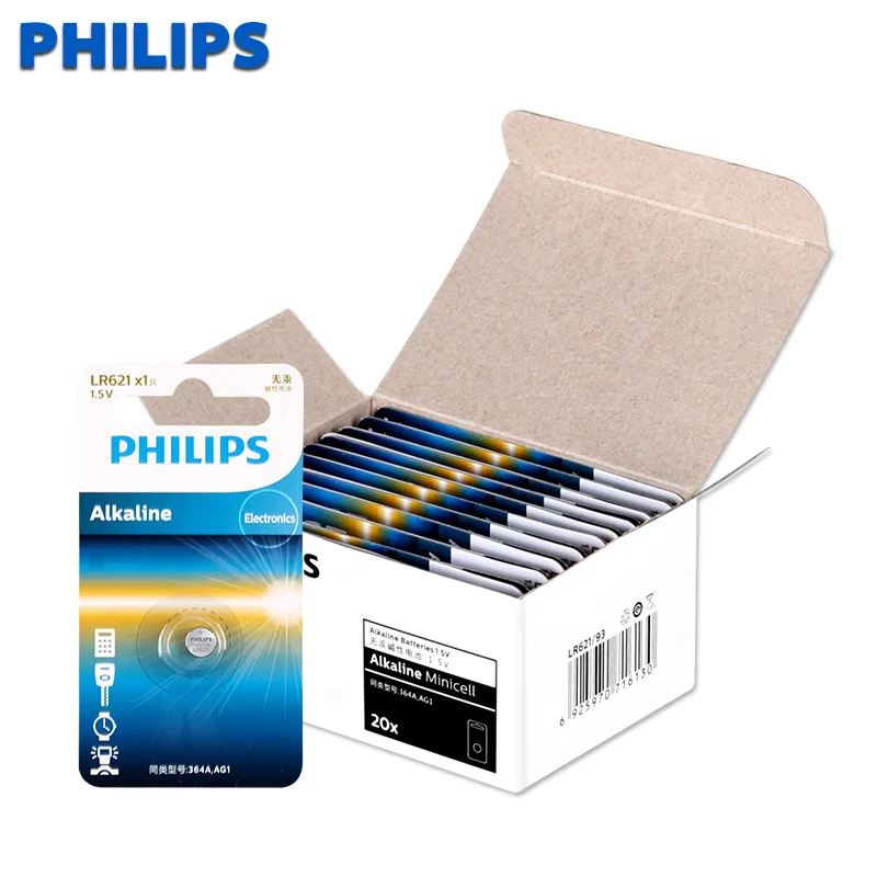 Philips 1 шт. AG4 LR626 377 аккумуляторы таблеточного типа SR626 177 ячейки щелочной Батарея 1,55 V 626A 377A CX66W для часов