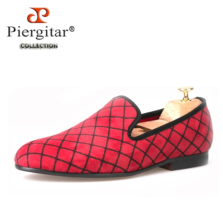 Бархатная Мужская обувь в клетку, 4 цвета мужские модные Лоферы размера плюс мужские туфли на плоской подошве, размеры США 4-14 - Цвет: Красный