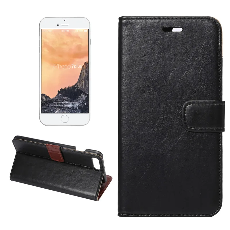 Black Crazy Horse Leather Wallet Phone Case