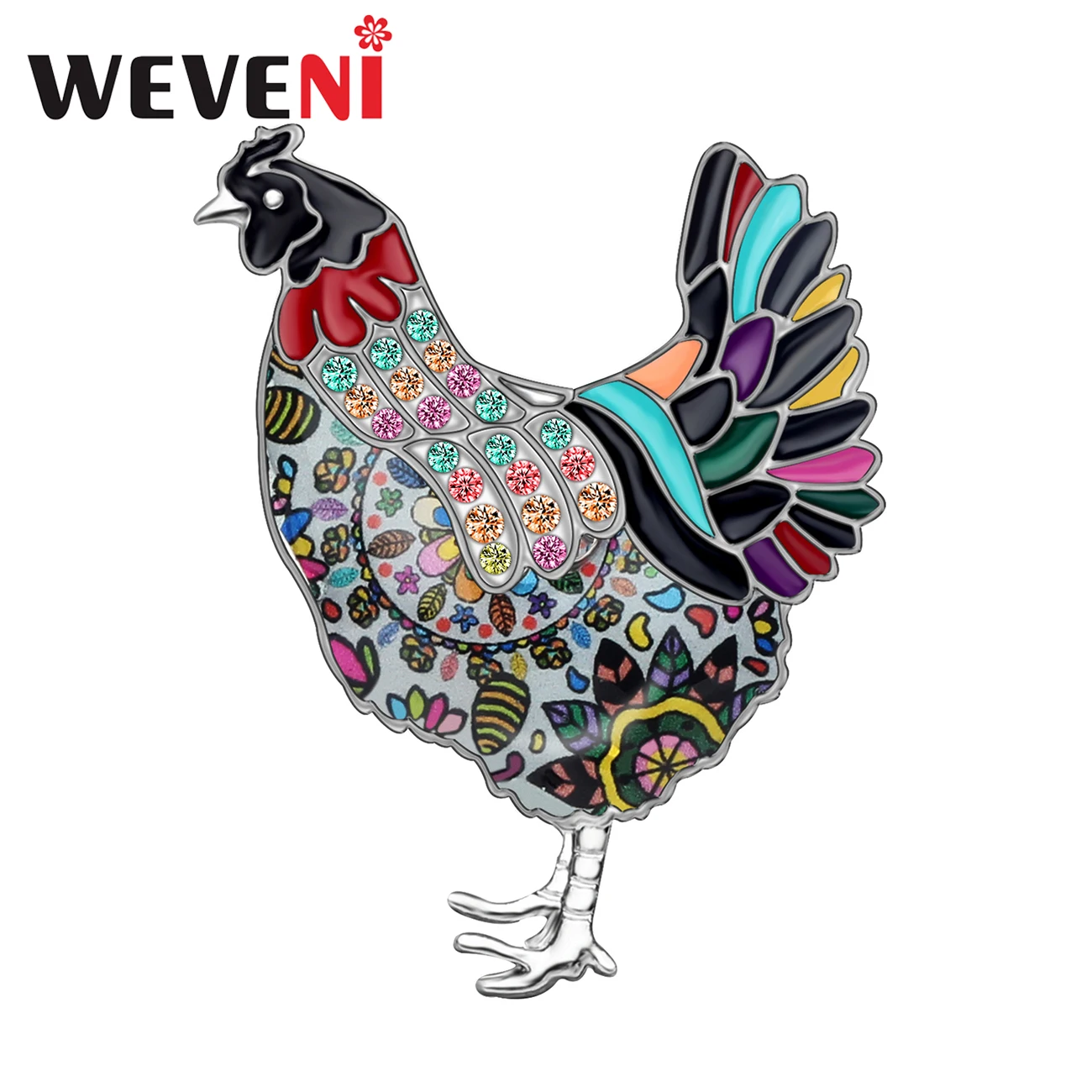 WEVENI эмалированные цветные броши в форме курицы из сплава модные смешные