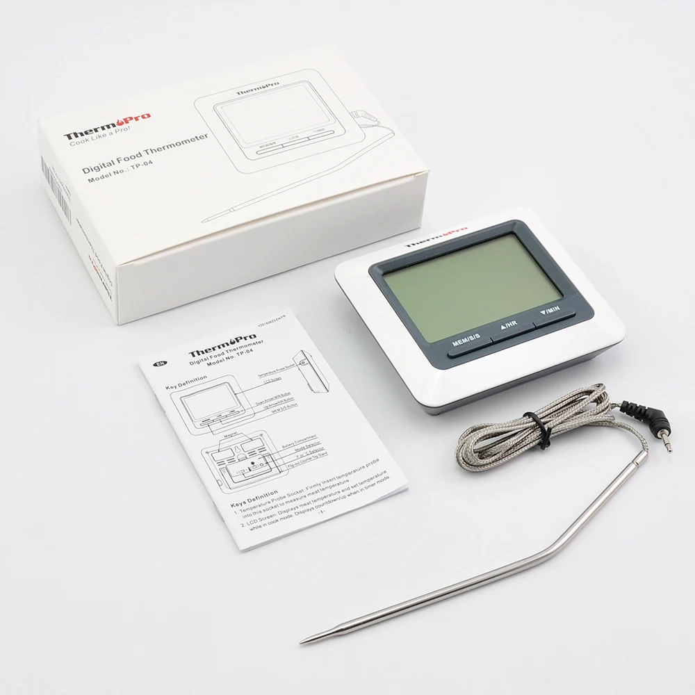 Цифровой термометр ThermoPro TP04 для приготовления мяса большой ЖК дисплей гриля