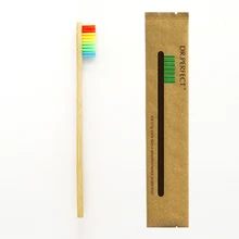 1 Piece Three Color Bristle Bamboo Toothbrush Wood toothbrush Novelty Bamboo soft-bristle Capitellum Bamboo Fibre Wooden Handle