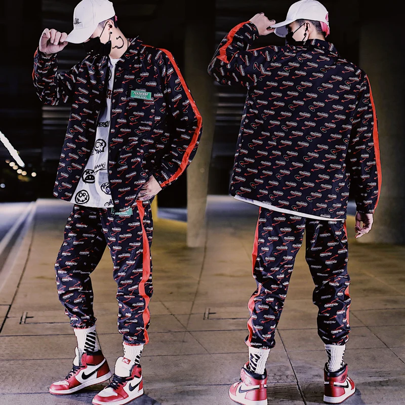 2 Pieces Sets Men Color Block Patchwork Jacket And Loose Fit Elastic Waist Pants Hip Hop Mens Tracksuit Sweatsuits Streetwear 2 Pieces Sets Men Color Block Patchwork Jacket And Loose Fit Elastic Waist Pants Hip Hop Mens Tracksuit Sweatsuits Streetwear