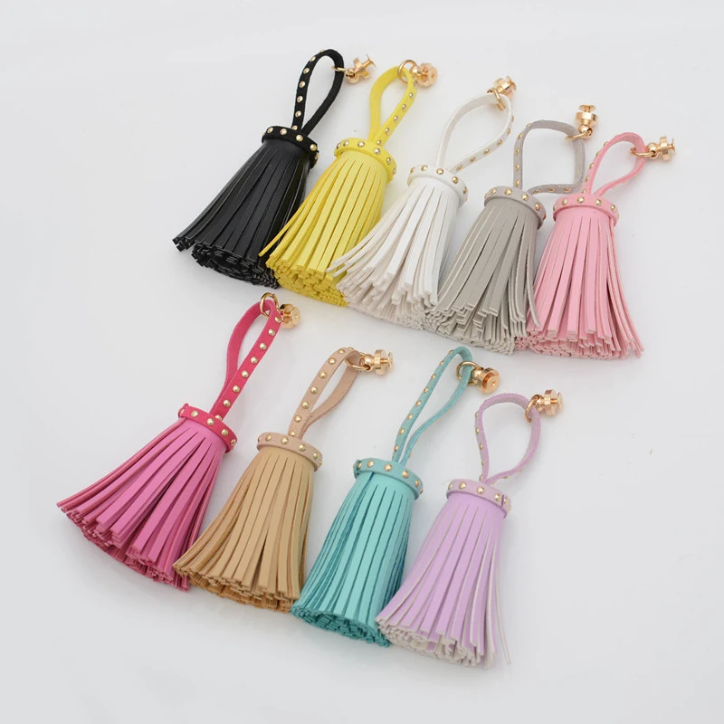 

2PCS Imitation Suede Rivets Tassels Fringe DIY Keychain Earrings Making /Curtain Sewing Accessories Pendant Flowers Craft Tassel