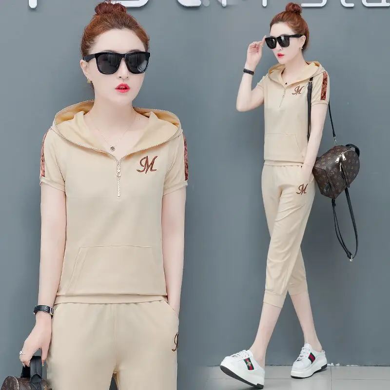 

Tracksuit for Women 2 Piece Sets 2019 Summer Outfit Sportswear Co-ord Set Plus Size Female Clothing Pant Suits and Hoodies Top