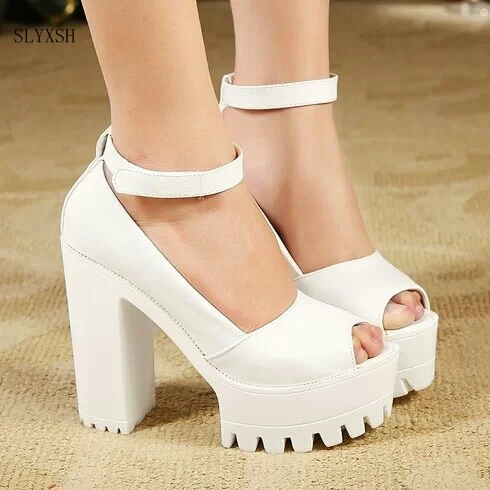 

SLYXSH 2019 New style high heels women sandals open toe sandals female thick heel platform summer shoes