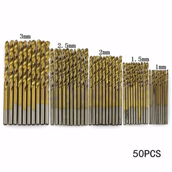 

50Pcs Twist Drill Bit Set Kit Titanium Coated HSS High Speed Steel Drill Bit Set Tool 1/1.5/2/2.5/3mm