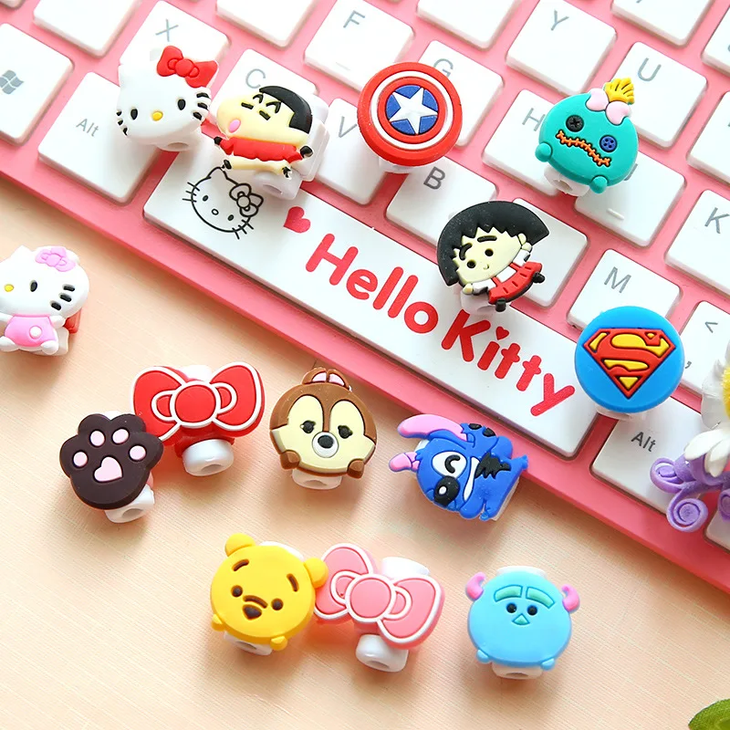 

2pcs USB cable Earphones Protector colorful hello kitty Cover For iphone android cable Data Line Protection sleeve
