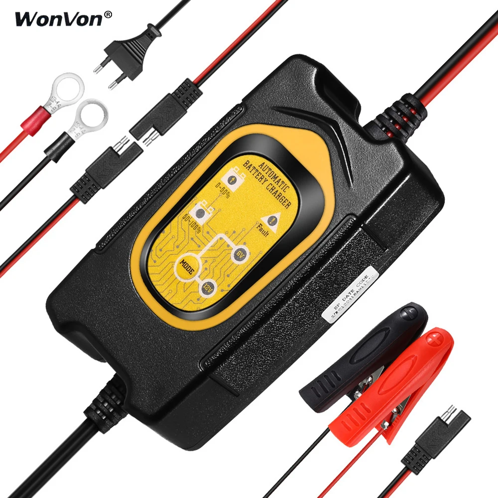 

6V 12V 1.5A Fully Automatic Smart Battery Charger Maintainer for Car Auto Motorcycle Moto Scooter Boat SLA AGM GEL WET Lead Acid