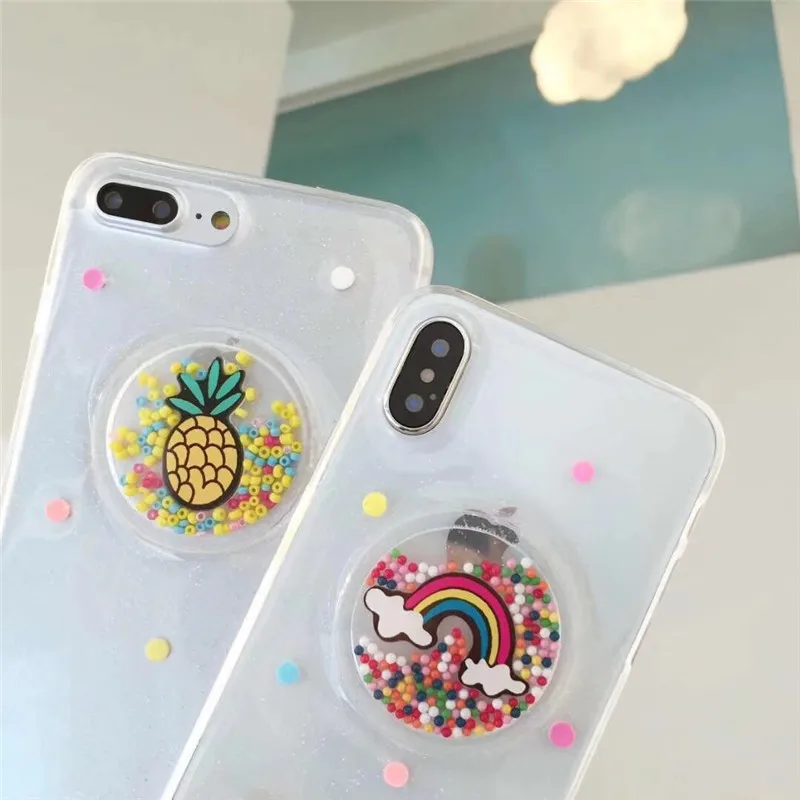 

Bling Glitter Rainbow Pineapple Phone cases For iPhone 7 Shell Soft TPU Cover case For iPhone X 7 6 S 7 plus 8 8 plus case