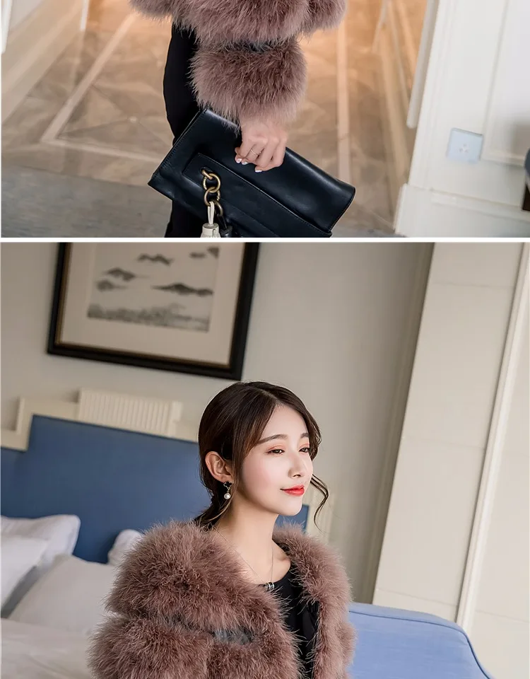 Для женщин страусиный пух, пальто Короткий полосатый лоскутный мех пальто из натуральной кожи натуральный страусовый меховыe куртки S-XL W1300