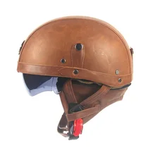 Motorcycle font b Motorbike b font Rider Half Open Face PU Leather font b Helmet b