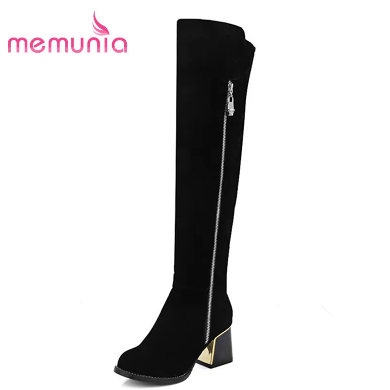 

MEMUNIA 2020 new over the knee boots fashion high heels round toe boots autumn winter thick heels women boots big size 34-43