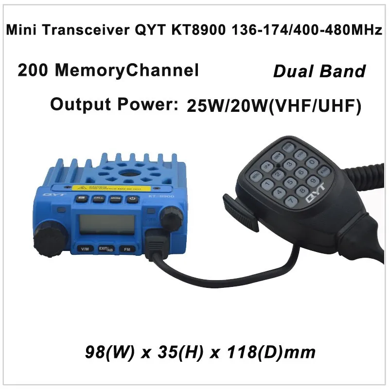 Qyt kt-8900 мини трансивер qyt kt8900 136-174/400-480 мГц двухстороннее радио двухдиапазонный мобильный трансивер Цвет синий