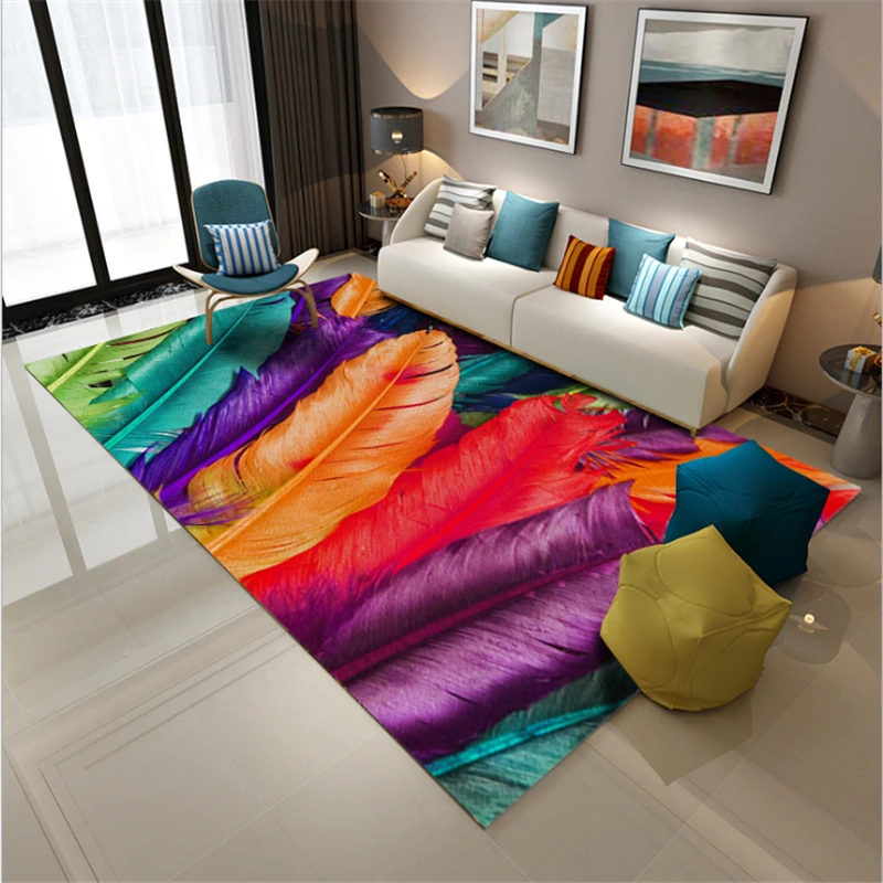 

AOVOLL Feather 3D Printing Modern Series Carpet Carpets For Living Room Bedroom Rugs Carpet Kids room Non-slip And Anti-wrinkle
