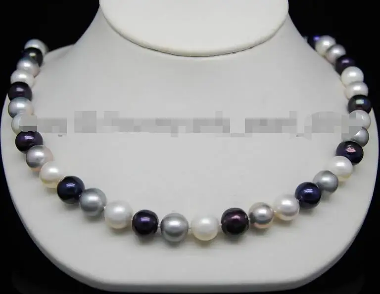 

Hot selling free shipping******* 14K YG-Fine 8-9mm AAA Multi-colored pearl necklaces 18