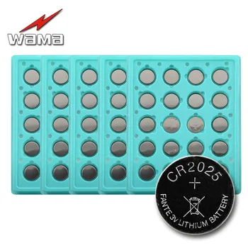 

100pcs/5pack Wama New CR2025 Li-ion Lithium 3V Button Cell Coin Battery Car Remote BR2025 2025 DL2025 KCR2025 LM2025 Batteries