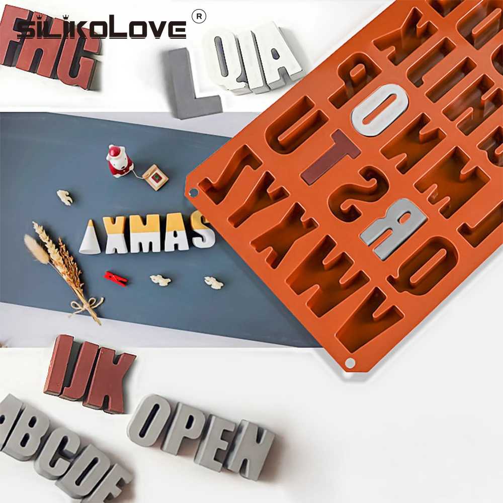 

SILIKOLOVE 3d Letters Silicone Chocolate Molds Bakeware Cake Form Non-stick Pastry Bread Baking DIY Candy Mold
