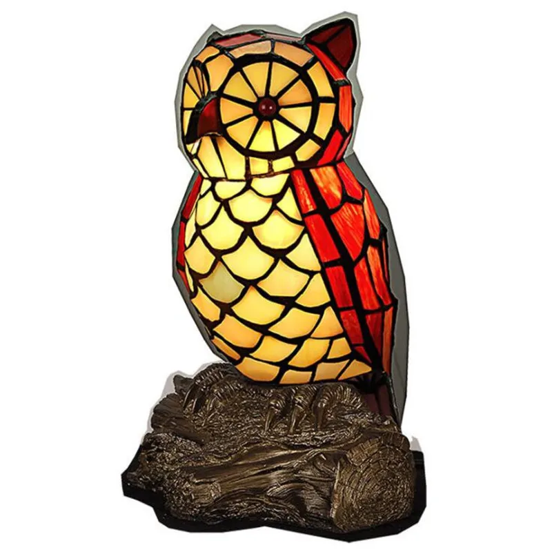 

Handmade Creative Vintage Glass Bird Owl Table Lamp for Foyer Bed Room Bar Apartment Glass Night Light H 25cm 1087