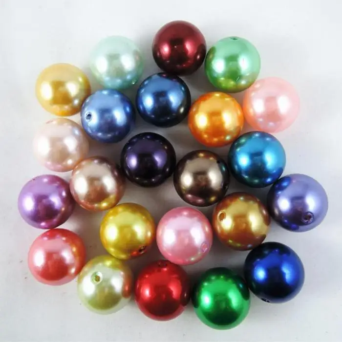 Wholesale 12 Colors Imitation Pearls Acrylic Round Chunky Pearl Beads