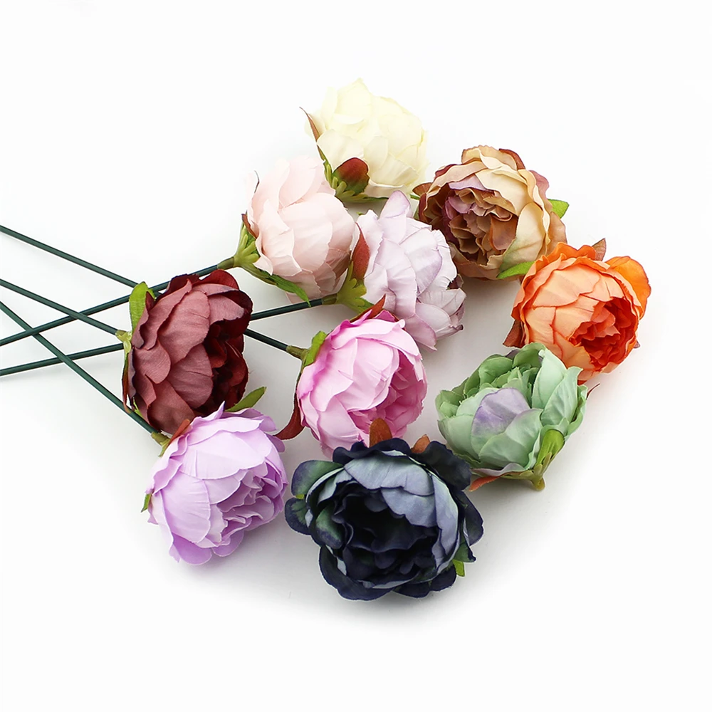 

10pcs/lot 5cm Peony Flower Head Silk Artificial Flower DIY Garland Craft Fake Flower Bouquet Wedding Birthday Party Decoration