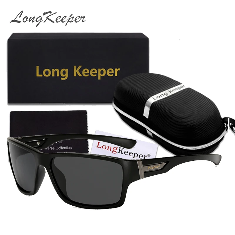 

LongKeeper Classic Polarized sunglasses with Case Women Mirror Square Driving Goggles Men Black Frame Eyewear Gafas de sol Gifts